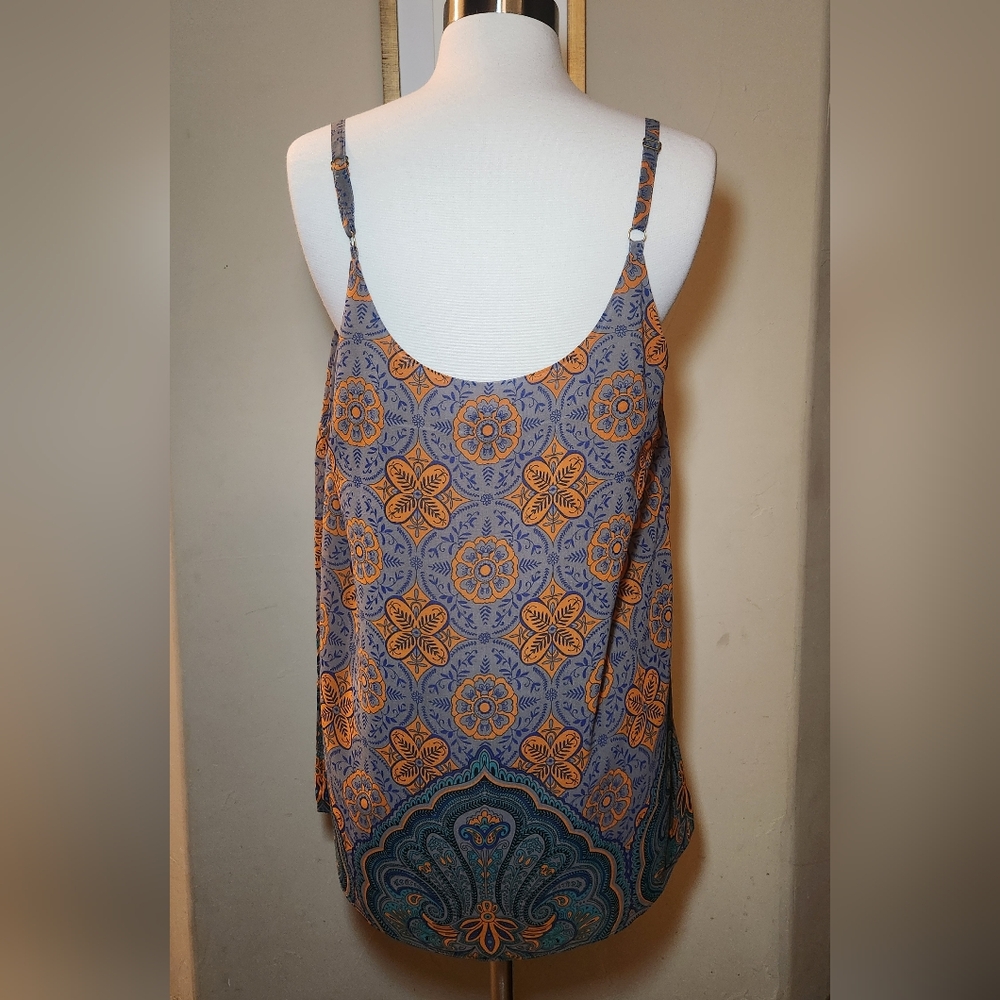 Cabi Tank Top Taupe Orange & Blue Size Medium Adjustable Straps - Picture 3 of 5